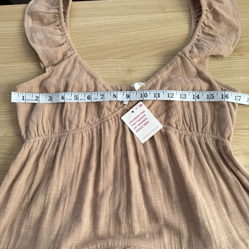 Roxy Juniors Women's Palmy Days Midi Sun Dress Long Tiered Praline Solid Brown L - Picture 10 of 10